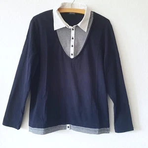 GERRY WEBER Navy BLUSEN SHIRT Maritim BLAU WEISS 2in1 Look Gr L (evtl. XL) - Bild 1 von 11