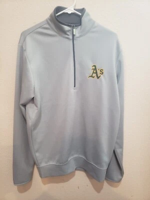Athletics A's Light Gray Partial-zip Polyester Jacket Size S Antigua - Image 1 of 3