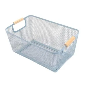 Metal Mesh Steel Basket, Large Wire Storage Organizer Basket Multi 1 Pack Blue - Picture 1 of 8