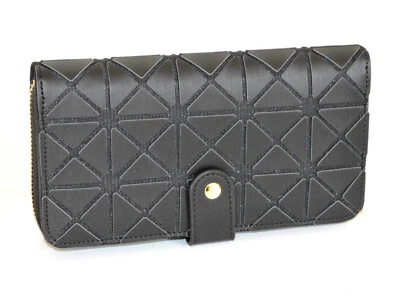 PORTAFOGLIO NERO borsello donna zip oro pochette portamonete per borsa UA4 - Immagine 1 di 2
