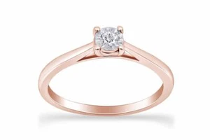 1/10 Ct Natural Round Diamond Solitaire Engagement Ring In 925 Sterling Silver - Picture 1 of 9