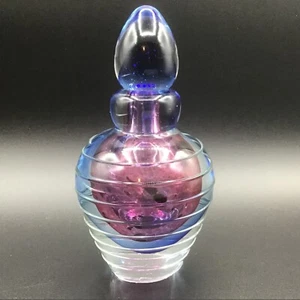 Vintage Heavy Murano Glass style Perfume Bottle/Stopper 7.5" Tall Purple & Blue - Picture 1 of 10