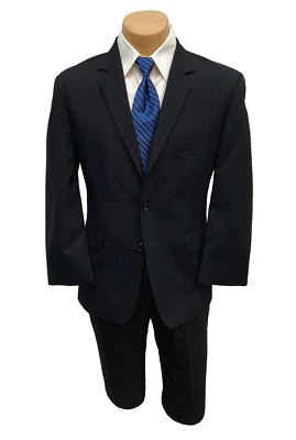 Boys Black Suit Jacket Two Button Front High Quality 100% Wool Size 14 - Image 1 of 4