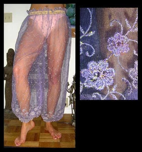 Pantalones harén danza del vientre lavanda con brocado dorado - Imagen 1 de 1