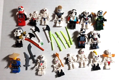 LEGO Ninjago minifigura lote 17 figuras 2 mini figuras falta cabeza 11 armas Foto 1 de 4