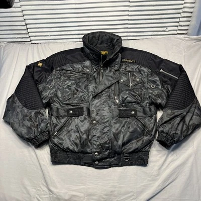 Descente Jacket Mens Large Ski Bomber Quilted Hooded Winter Coat Retro - Image 1 of 4
