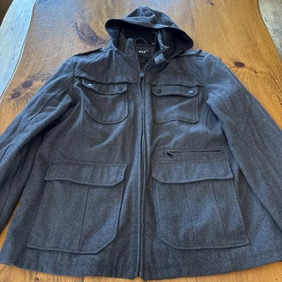 Black Rivet Mens Wool Blend Charcoal Gray Pea Coat Jacket Size XXL Full Zip - Image 1 of 4