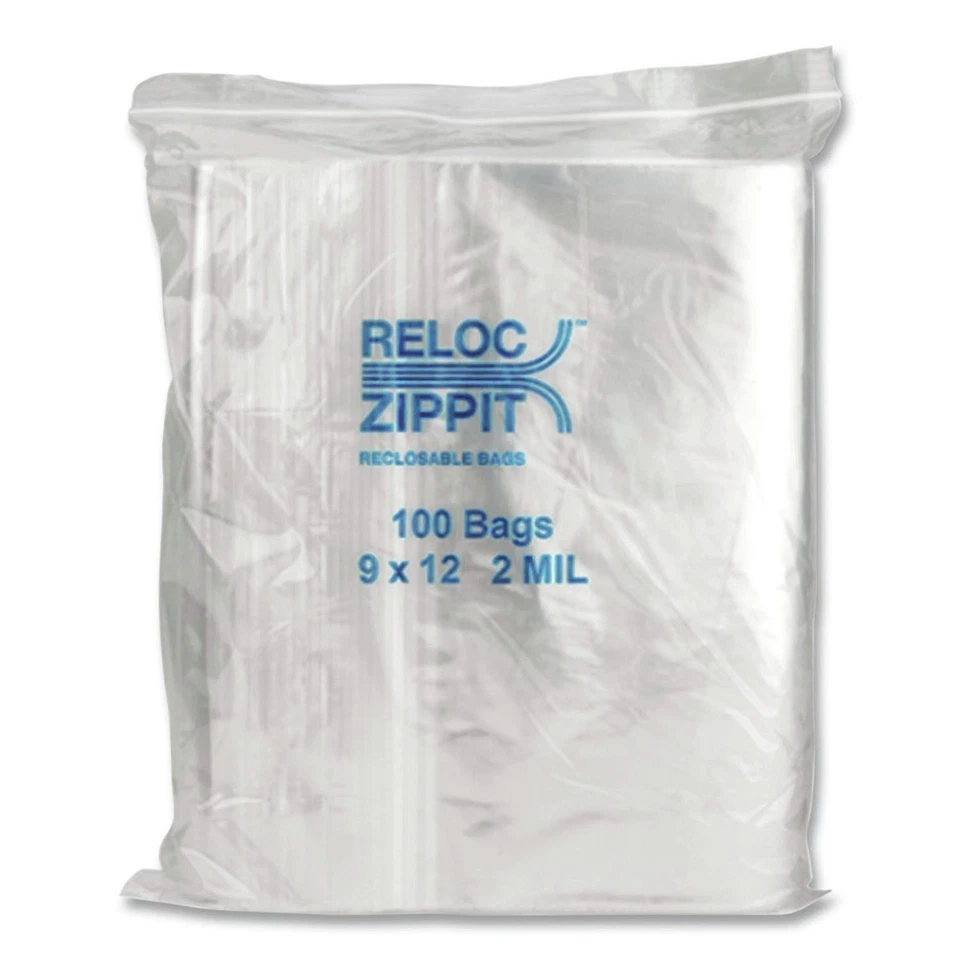 ITW DYMON Zippit Resealable Bags - 2 Mil, 9" X 12", Plastic, Clear, 1000/carton