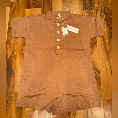Rylee + Cru girls collared button romper camel SZ 6/7 NWT preppy one piece - Image 1 of 4