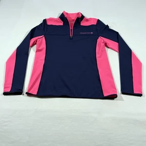 Vineyard Vines Performance Blue Pink Womens Sweatshirt Pullover 1/4 Zip Sz L - Picture 1 of 10