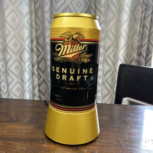 "Lata de cerveza de barril genuina Miller 1994 lámpara de luz de mesa de movimiento giratorio 12"" funcionando" - Imagen 1 de 9