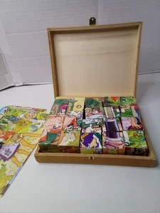 Rompecabezas de bloques de madera de brandie vintage para niños caja de rimas - Imagen 1 de 13