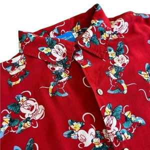 Camisa Hawaiana Disney Tokyo Resort Minnie Mouse Para Hombre Rojo Cuello Lazo L Japón - Imagen 1 de 11