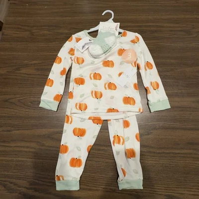 New - Jessica Simpson Fall Harvest Halloween Pumpkins Girls' 3-Piece Size 4T C2 - Image 1 of 4
