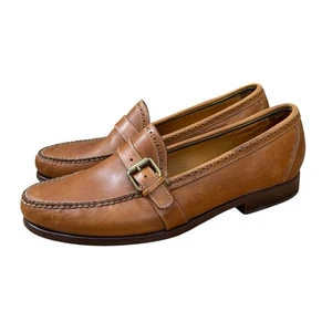 Polo Ralph Lauren Mocasines de Cuero con Hebilla Para Hombre Talla 11 1/2 EE Marrón De Colección - Imagen 1 de 8