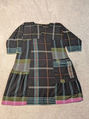 Vestido Gudrun Sjoden para mujer 3X negro a rayas algodón a cuadros  Foto 1 de 4