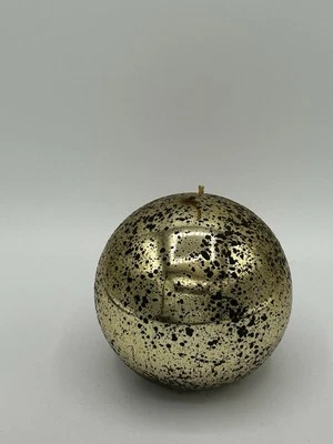 Vintage Zodax Shiny Metallic Sphere Ball Candle Antique Gold 4” 36 Hour Burn NEW - Image 1 of 4