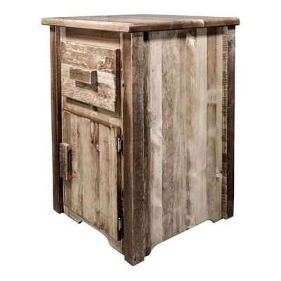 Montana Woodworks Homestead Handcrafted Wood End Table with Door in Brown - Image 1 of 4