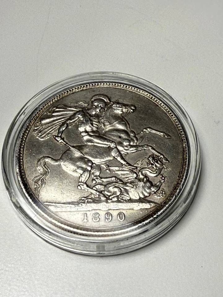 1890 Great Britain Silver Crown – Victoria Jubilee Head – AU Detail – Sharp - Image 1 of 4