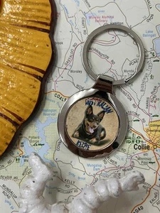 Australian Kelpie Metal Keyring Keychain - Picture 1 of 2