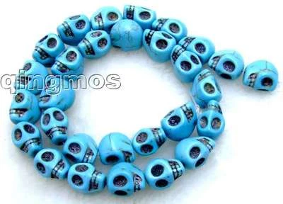 10*12mm Cabezas de Calavera Azul TURQUESA Cuentas Sueltas para Hacer Joyas Hilo 15" Foto 1 de 3