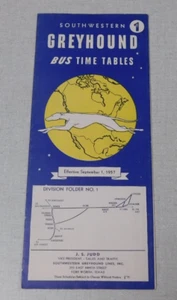 1957 Southwestern Greyhound bus passenger timetable St. Louis Kansas City Denver - Picture 1 of 3