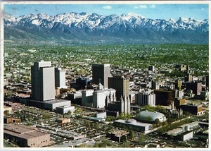 Downtown Salt Lake City Aerial View Postcard Posted - Picture 1 of 2