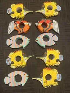 Tropical fish Wooden hand painted napkin holders set of 10 - Picture 1 of 6