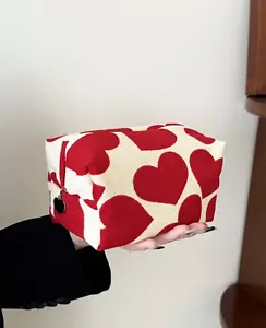 Heart Design Makeup Bag Pouch Cosmetic Organizer Toiletries Bag Valentine Gift - Picture 1 of 6