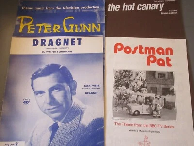 Dragnet TV Theme Sheet Music Jack Webb, Peter Gunn, BBC TV "Postman Pat", Nero - Image 1 of 4