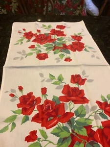 Vintage Wilendur? Rote Rosen Tischläufer 16,5 x 31,5 - Bild 1 von 3
