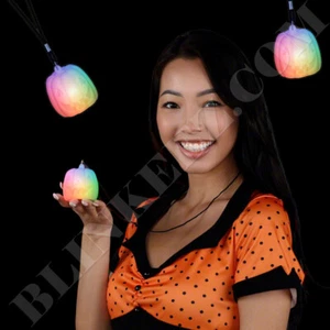 PUMPKIN LED Light Up Flashing Color Changing Necklace - Flashing Jewelry - Picture 1 of 9