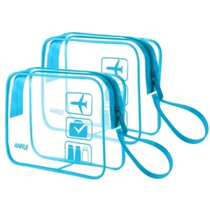 Bolsa de aseo equipaje de viaje maquillaje impermeable portátil azul transparente conjunto de 2 - Imagen 1 de 6