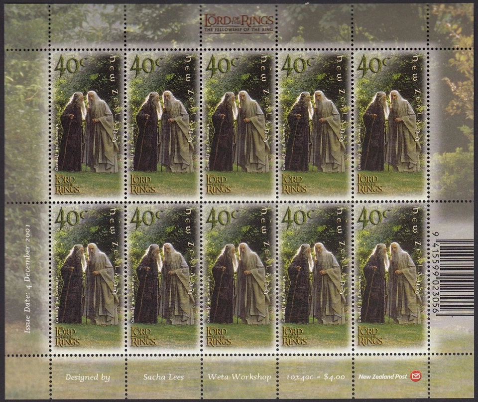 NEW ZEALAND 2001 Lord of the Rings: Fellowship, Sheetlet of 40c x10 MNH - Image 1 of 1