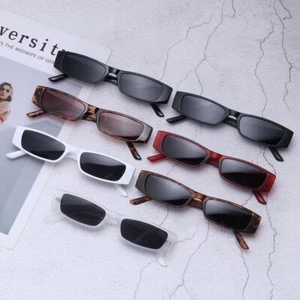 Retro Sun Glasses Small Rectangle Sunglasses Narrow Sunglasses Small Frame - Picture 1 of 18