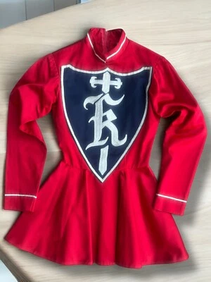 Винтажный 40-х 50-х годов группы барабан Majorette униформа платье красный атлас Морин белый Даллас - Изображение 1 из 4