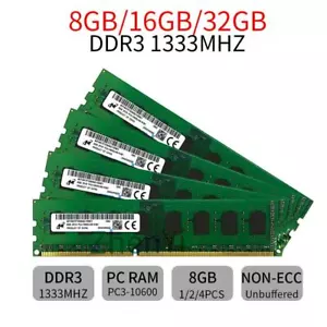 32GB 16GB 8GB 4GB DDR3 PC3-10600U 1333Mhz DIMM Desktop Memory RAM Micron Lot BT - Picture 1 of 16