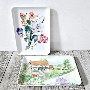 Pair of Melamine Trinket Trays Marked Made in Italy Coasters by RDE Imports and - Picture 1 of 18