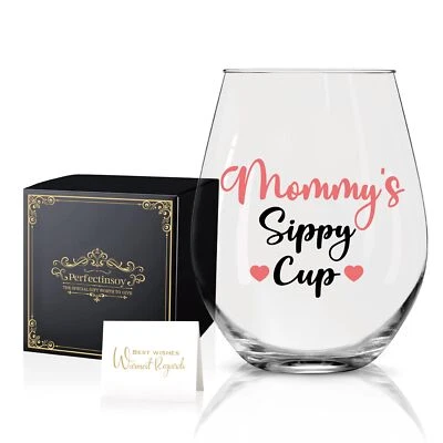 Taza para sorber de mamá divertida copa de vino 15 oz regalos del primer día de la madre para mamá esposa... Foto 1 de 4