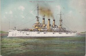 Lithograph- US Navy USS Louisiana Battleship Military Scene early 1900s era