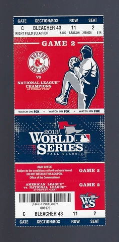 2013 MLB WORLD SERIES CARDINALS @ RED SOX FULL UNUSED BASEBALL TICKET GAME #2 Cover