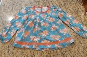 Matilda Jane Girls Long Sleeve Tunic Top Size 6 Blue Floral  Boho - Picture 1 of 15