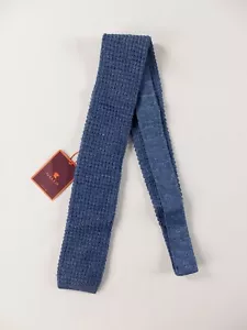 GALLO lapis lazuli blue knit skinny linen silk blend tie authentic NWT Italy - Picture 1 of 5