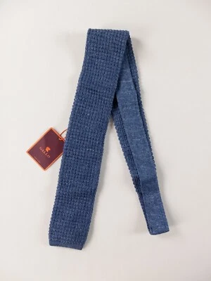 GALLO lapis lazuli blue knit skinny linen silk blend tie authentic NWT Italy - Image 1 of 4