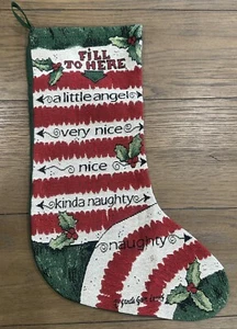 Sandi Gore Evan Tapestry Christmas Stocking Fill To Here Line Naughty Nice Chart - Picture 1 of 10