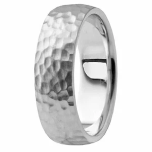 925 Sterling Silver Hammered Stackable Handmade Band Ring For Men & Women - Imagen 1 de 9