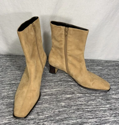 Etienne Aigner Mujer Gamuza Cuero Botín Zapato Talla 7.5M Cremallera Lateral Foto 1 de 4