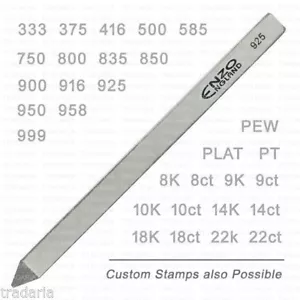 SILVER GOLD ORO PLATINUM PALLADIUM CARAT KARAT STRAIGHT NECK STAMP MARKING PUNCH - Picture 1 of 53