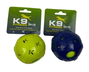 (2) K9 FITNESS BY ZEUS TPR BALL ENCASING TENNIS BALL - 3 IN - Blue + Yellow - Picture 1 of 4