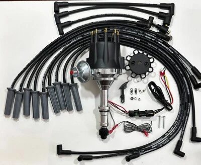 DISTRIBUIDOR HEI de tapa pequeña BUICK 350 NEGRO + cables de bujía de 8,5 mm EE. UU. Foto 1 de 4